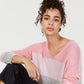 Suéter feminino de cashmere listrado com rolinhos Charter Club, rosa, tamanho médio