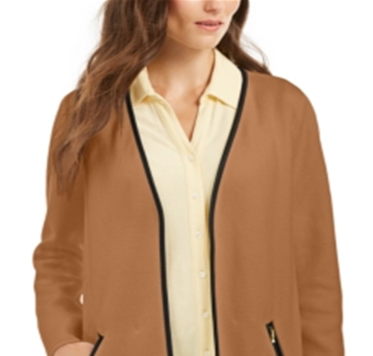Suéter feminino Charter Club Milano Cotton Completer marrom tamanho pequeno GG