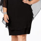 Vestido de coquetel feminino XSCAPE em chiffon, preto, tamanho 22W