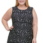 Vestido flare feminino Tommy Hilfiger plus size com renda metálica, preto, tamanho 20W