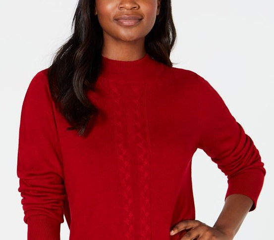 Karen Scott Suéter Feminino com Frente Aberta e Gola Falsa, Vermelho, Tamanho P