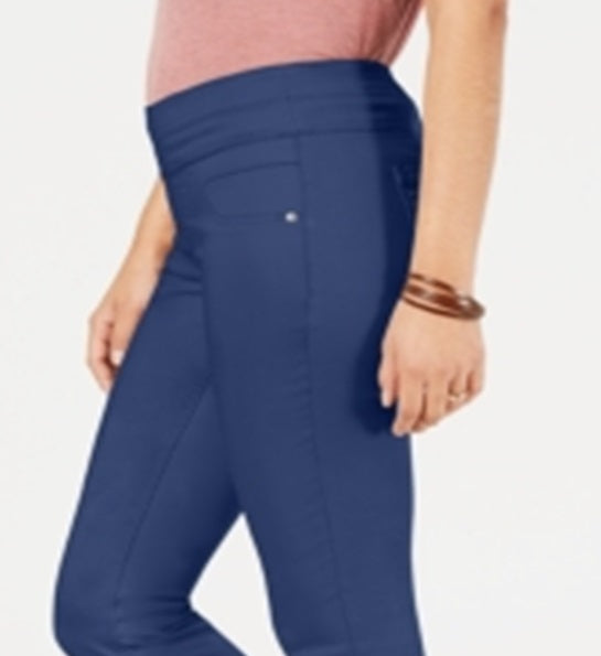 Calça skinny feminina estilo &amp; co com bainha dobrada, azul, tamanho 4