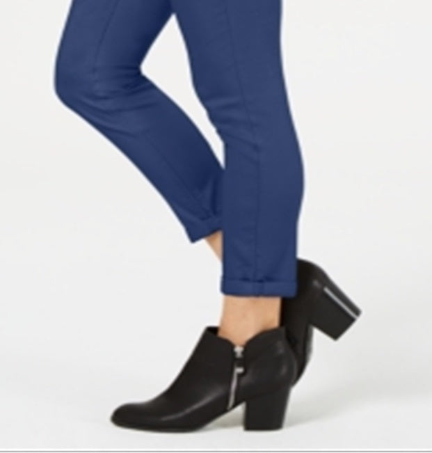 Calça skinny feminina estilo &amp; co com bainha dobrada, azul, tamanho 4