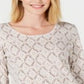 Blusa feminina Karen Scott com estampa de videira e manga 3/4, marrom, tamanho médio