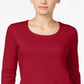 Karen Scott Top feminino com decote redondo, vermelho, tamanho grande