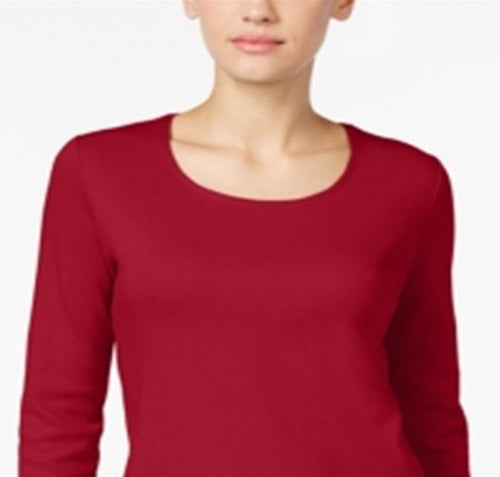 Karen Scott Top feminino com decote redondo, vermelho, tamanho grande