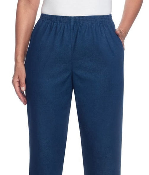 Calça jeans feminina Alfred Dunner Classics Pull on, azul, tamanho 6P