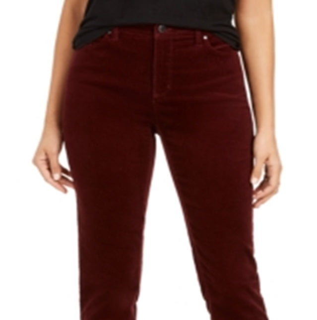 Calça de veludo cotelê Lexington Tummy Control feminina Charter Club, vermelha, tamanho 24x4,5