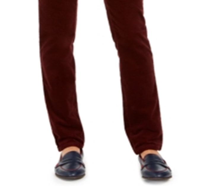 Calça de veludo cotelê Lexington Tummy Control feminina Charter Club, vermelha, tamanho 24x4,5