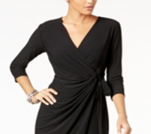 Vestido envelope feminino sólido INC International Concepts, preto, tamanho pequeno XL