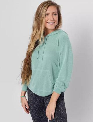 Moletom com capuz feminino Back Into It da Free People, verde, tamanho grande