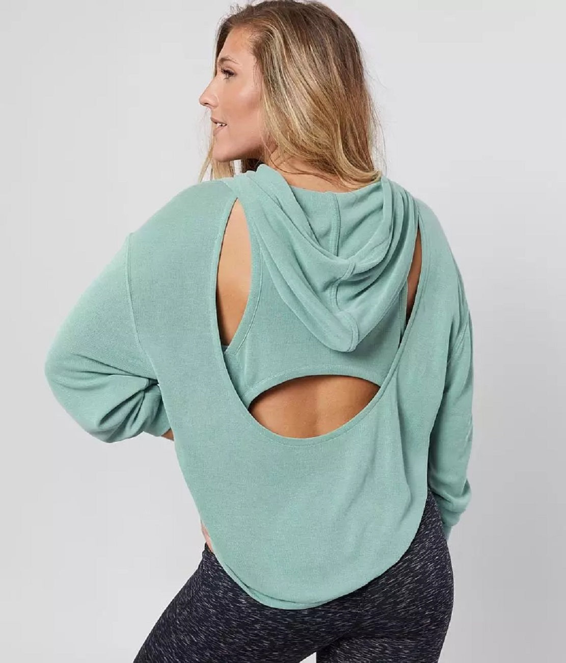 Moletom com capuz feminino Back Into It da Free People, verde, tamanho grande