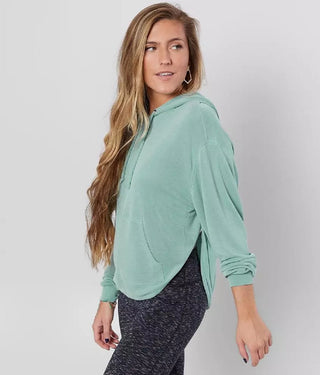 Moletom com capuz feminino Back Into It da Free People, verde, tamanho grande