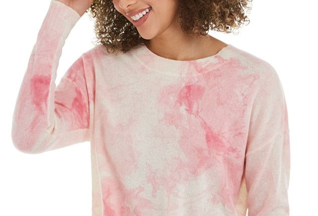 Suéter de cashmere tie-dye feminino Charter Club rosa tamanho extragrande