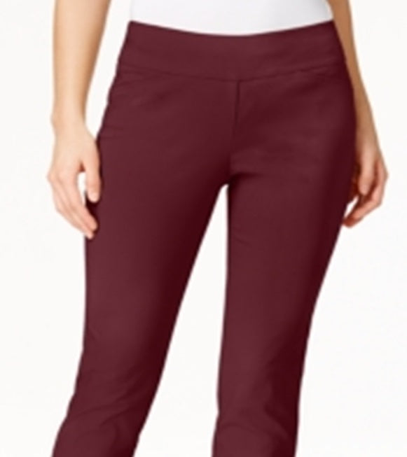 Calça feminina Charter Club Cambridge Tummy Control Slim Leg, vermelha, tamanho 10 Petite