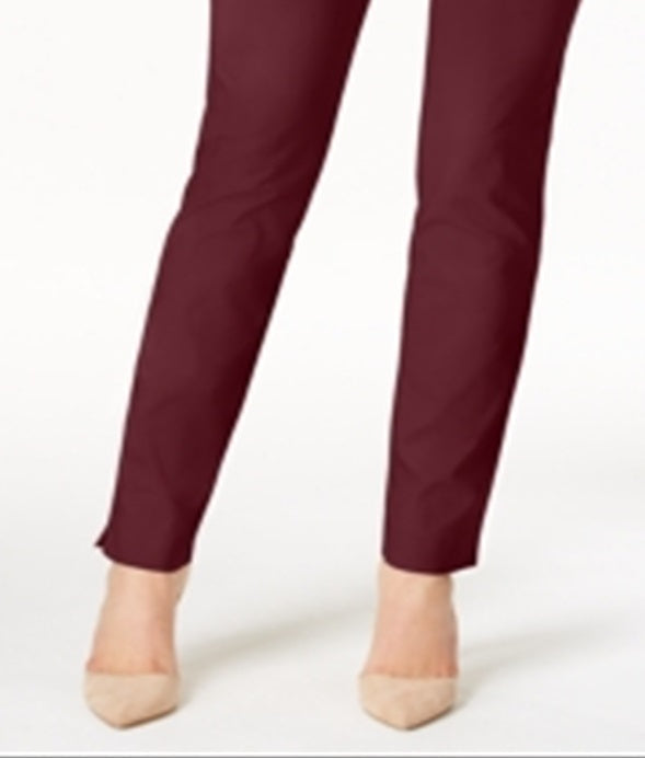 Calça feminina Charter Club Cambridge Tummy Control Slim Leg, vermelha, tamanho 10 Petite