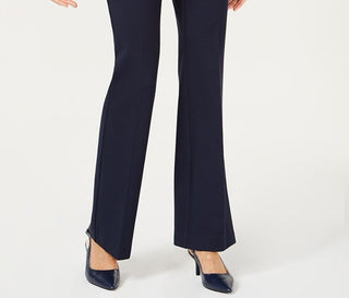 Calça feminina Alfani com acabamento em couro sintético e perna larga, azul, tamanho 16X3