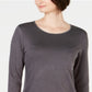 Karen Scott Blusa Feminina Decote Redondo Com Acabamento Em Cetim Cinza Tamanho X-G