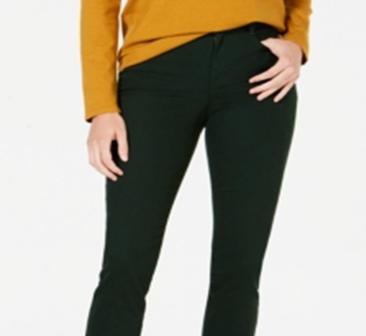 Jeans feminino slim com controle de barriga estilo &amp; co, verde, tamanho 14