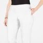 Calça feminina com controle de barriga e tornozelo JM Collection, branca, tamanho pequeno P