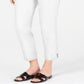 Calça feminina com controle de barriga e tornozelo JM Collection, branca, tamanho pequeno P