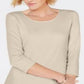 Karen Scott Blusa feminina com decote redondo, marrom, tamanho XX-G