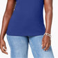 Regata feminina Karen Scott de algodão com tachas, azul, tamanho pequeno P