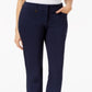 Calça feminina de escritório com perna reta e adelgaçante para barriga JM Collection, tamanho azul 14X4
