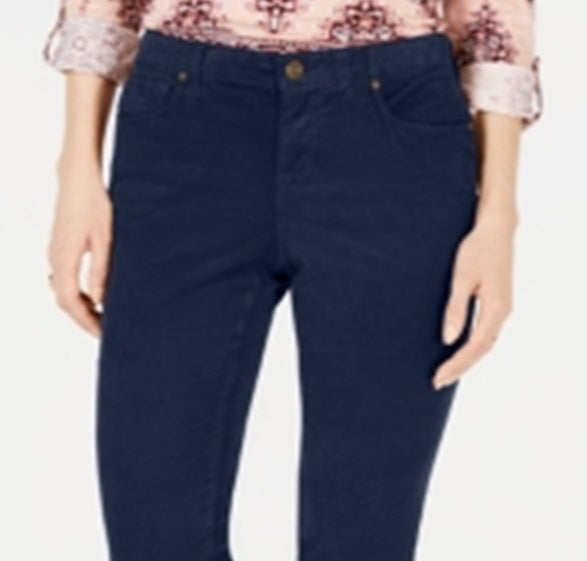 Calça de veludo cotelê com controle de barriga feminina Style &amp; Co, azul, tamanho 16, pequena