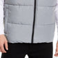 Colete acolchoado com capuz refletivo Calvin Klein masculino, cinza, tamanho médio