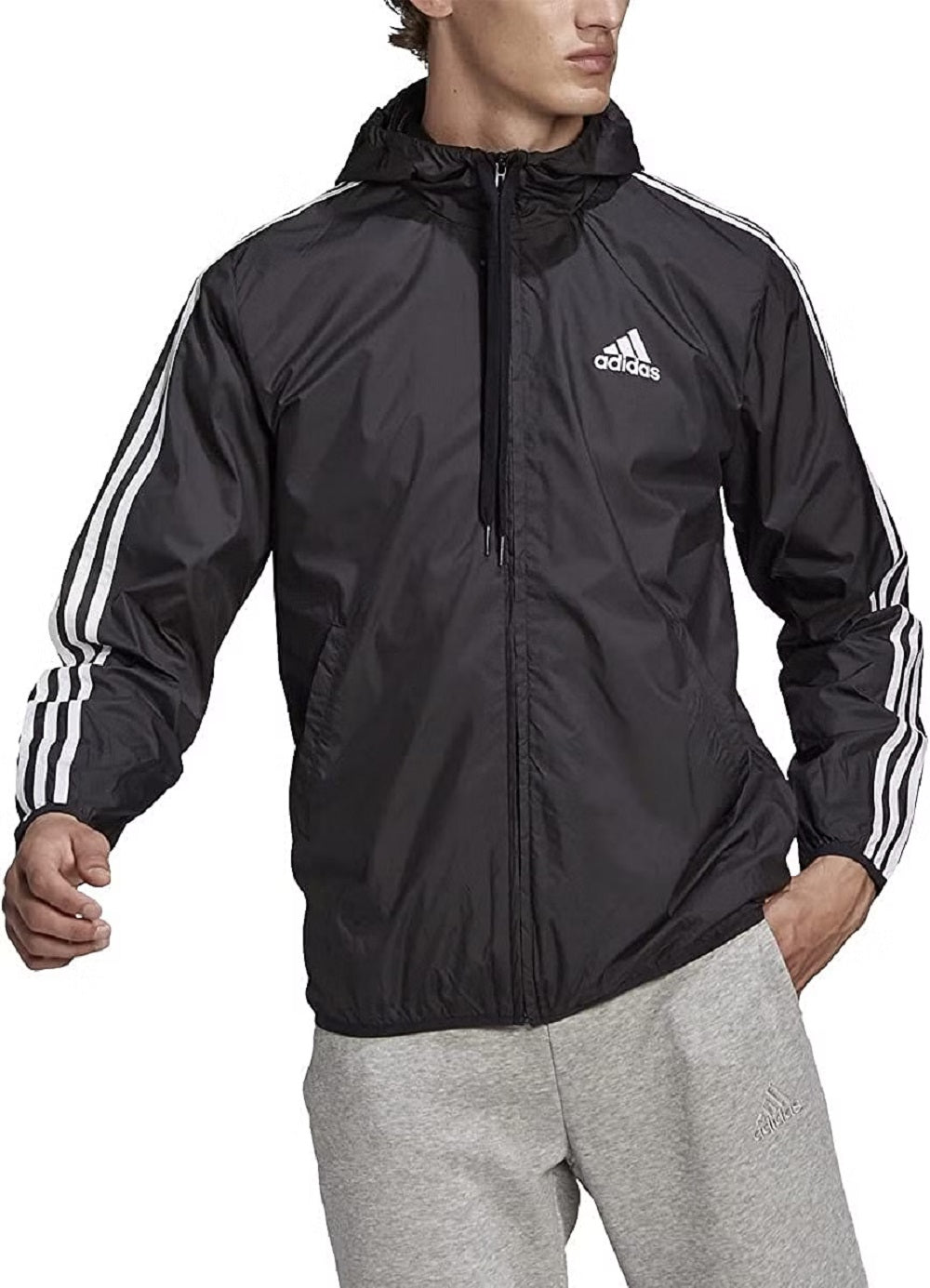 Jaqueta impermeável masculina adidas preta tamanho extragrande