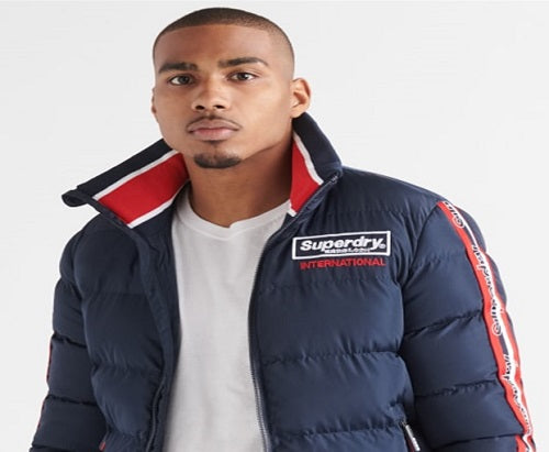 Jaqueta Superdry Icon Sports Puffer Masculina Azul Tamanho X-G