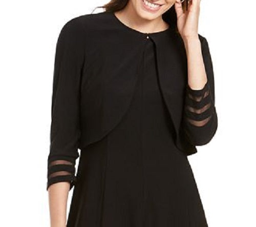 Jessica Howard Jaqueta Feminina Illusion Detail Fit &amp; Flare Preta Tamanho 12
