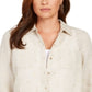 Camisa feminina Charter Club de linho com bolinhas, marrom, tamanho pequeno G