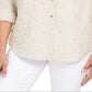 Camisa feminina Charter Club de linho com bolinhas, marrom, tamanho pequeno G