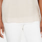 JM Collection Blusa feminina de gaze com ombros de fora e franzido, marrom, tamanho P