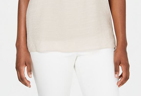 JM Collection Blusa feminina de gaze com ombros de fora e franzido, marrom, tamanho P