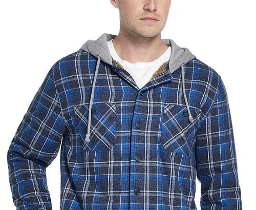 Jaqueta xadrez vintage masculina à prova de intempéries, azul, tamanho médio