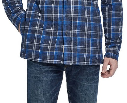Jaqueta xadrez vintage masculina à prova de intempéries, azul, tamanho médio