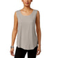 JM Collection Regata feminina com decote redondo, cinza, tamanho X-S