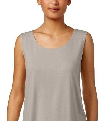 JM Collection Regata feminina com decote redondo, cinza, tamanho X-S