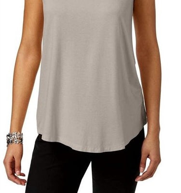 JM Collection Regata feminina com decote redondo, cinza, tamanho X-S