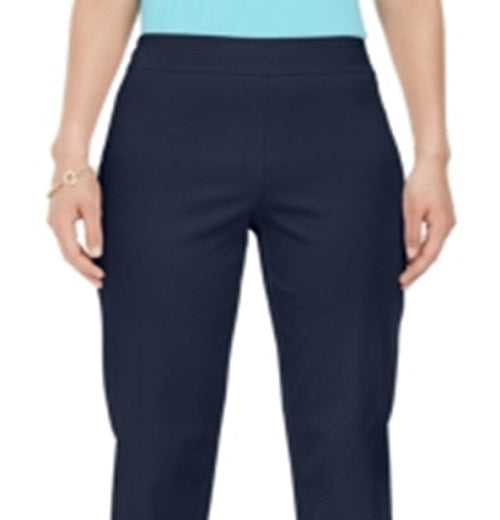 Calça capri feminina com bainha reta e detalhes embelezados, azul, tamanho P