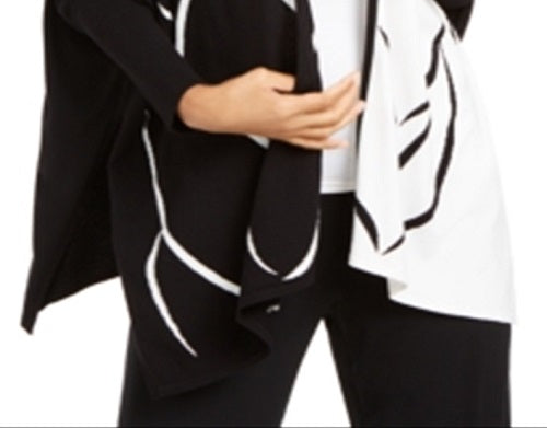 Alfani Cardigan Poncho Feminino Bicolor Aberto Frente Preto Tamanho XX-G