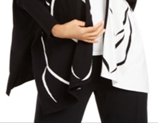 Alfani Cardigan Poncho Feminino Bicolor Aberto Frente Preto Tamanho XX-G