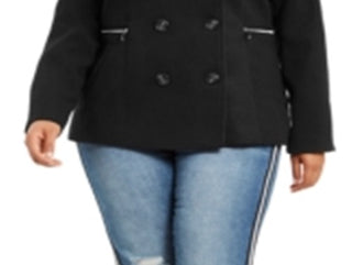 Casaco Maralyn &amp; Me Junior's Plus com abotoamento duplo, preto, tamanho 1X