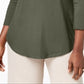 Blusa feminina com decote redondo JM Collection, tamanho P, verde regular e pequeno