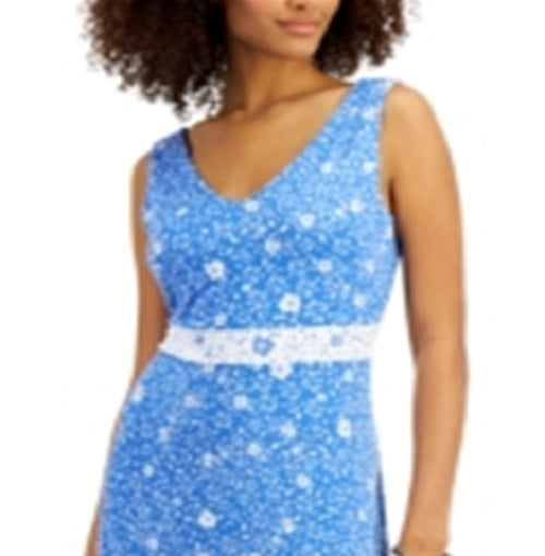 Vestido floral feminino Charter Club sem mangas azul tamanho XX-G