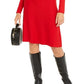 Vestido suéter feminino INC Iternational Concepts com detalhe de zíper e ajuste evasê, vermelho, tamanho XX-G
