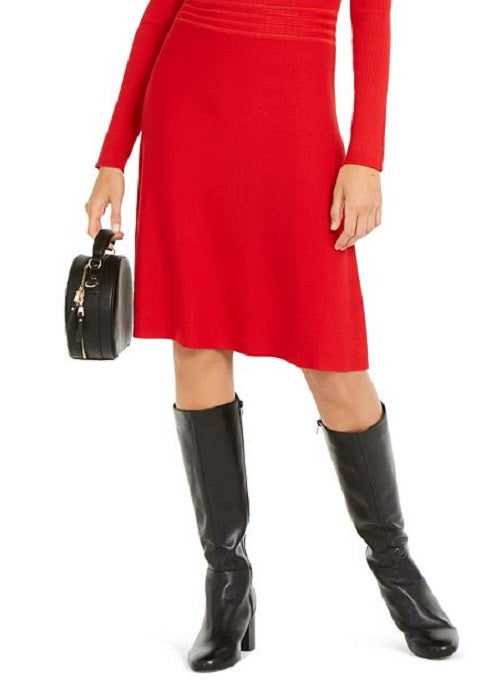 Vestido suéter feminino INC Iternational Concepts com detalhe de zíper e ajuste evasê, vermelho, tamanho XX-G